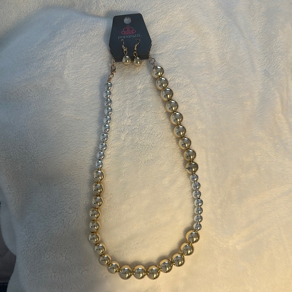 Paparazzi Gold and Silver Beaded Necklace Set
